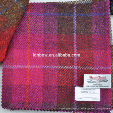 Pink Plaid autorisierte Harris Tweed Stoff 100% Schurwolle 150cm Breite